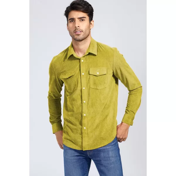 JMIERR Men's Corduroy Button Down Shirts Casual Long Sleeve Shacket Jacket with Flap Pockets