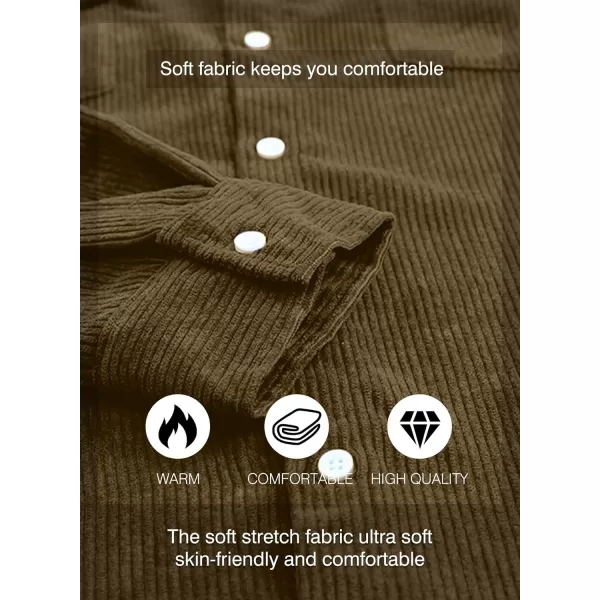 JMIERR Men's Corduroy Button Down Shirts Casual Long Sleeve Shacket Jacket with Flap Pockets