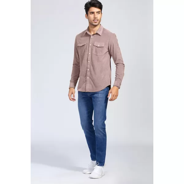 JMIERR Men's Corduroy Button Down Shirts Casual Long Sleeve Shacket Jacket with Flap Pockets