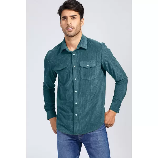 JMIERR Men's Corduroy Button Down Shirts Casual Long Sleeve Shacket Jacket with Flap Pockets