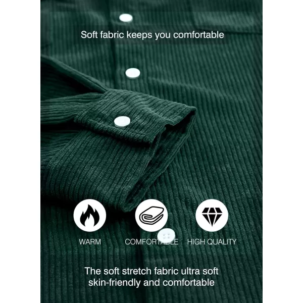 JMIERR Men's Corduroy Button Down Shirts Casual Long Sleeve Shacket Jacket with Flap Pockets
