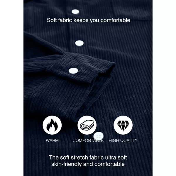 JMIERR Men's Corduroy Button Down Shirts Casual Long Sleeve Shacket Jacket with Flap Pockets