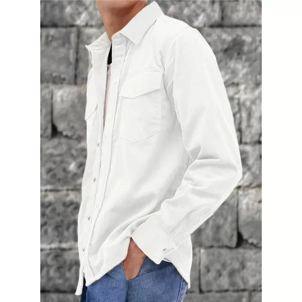 JMIERR Men's Corduroy Button Down Shirts Casual Long Sleeve Shacket Jacket with Flap Pockets