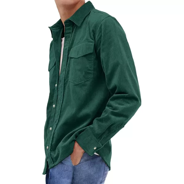 JMIERR Men's Corduroy Button Down Shirts Casual Long Sleeve Shacket Jacket with Flap Pockets