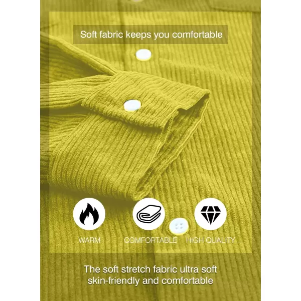 JMIERR Men's Corduroy Button Down Shirts Casual Long Sleeve Shacket Jacket with Flap Pockets