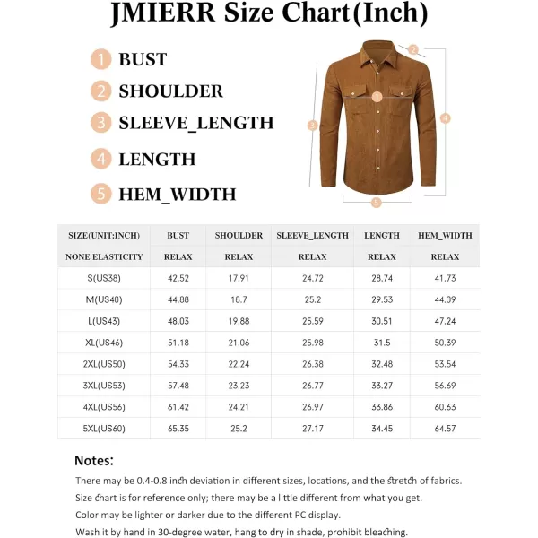JMIERR Men's Corduroy Button Down Shirts Casual Long Sleeve Shacket Jacket with Flap Pockets