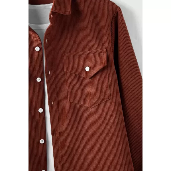 JMIERR Men's Corduroy Button Down Shirts Casual Long Sleeve Shacket Jacket with Flap Pockets