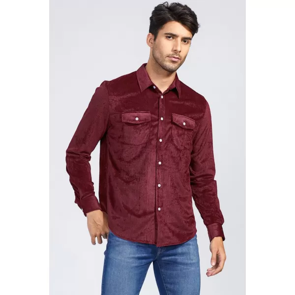 JMIERR Men's Corduroy Button Down Shirts Casual Long Sleeve Shacket Jacket with Flap Pockets