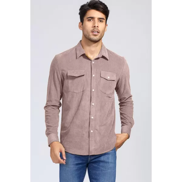 JMIERR Men's Corduroy Button Down Shirts Casual Long Sleeve Shacket Jacket with Flap Pockets