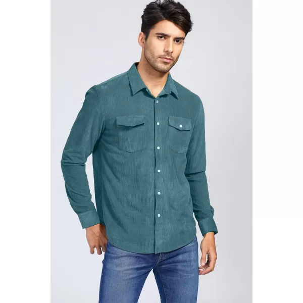 JMIERR Men's Corduroy Button Down Shirts Casual Long Sleeve Shacket Jacket with Flap Pockets