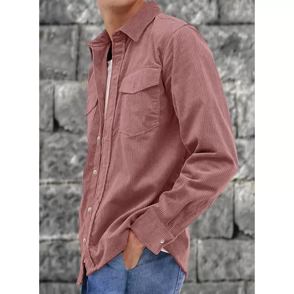JMIERR Men's Corduroy Button Down Shirts Casual Long Sleeve Shacket Jacket with Flap Pockets