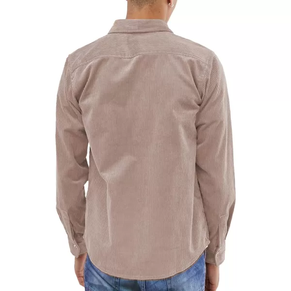 JMIERR Men's Corduroy Button Down Shirts Casual Long Sleeve Shacket Jacket with Flap Pockets