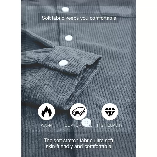 JMIERR Men's Corduroy Button Down Shirts Casual Long Sleeve Shacket Jacket with Flap Pockets