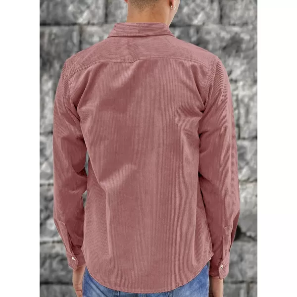 JMIERR Men's Corduroy Button Down Shirts Casual Long Sleeve Shacket Jacket with Flap Pockets