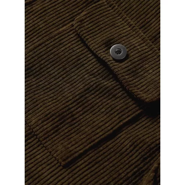 JMIERR Men's Corduroy Jacket Casual Button Down Shirts Long Sleeve Shacket Jackets Slim Fit Jacket with Flap Pockets