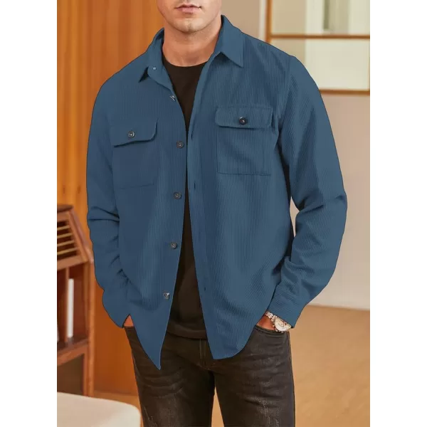 JMIERR Men's Corduroy Jacket Casual Button Down Shirts Long Sleeve Shacket Jackets Slim Fit Jacket with Flap Pockets