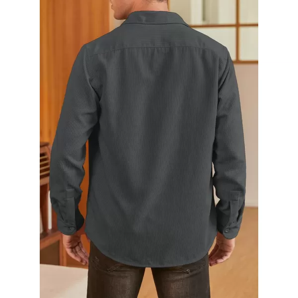 JMIERR Men's Corduroy Jacket Casual Button Down Shirts Long Sleeve Shacket Jackets Slim Fit Jacket with Flap Pockets