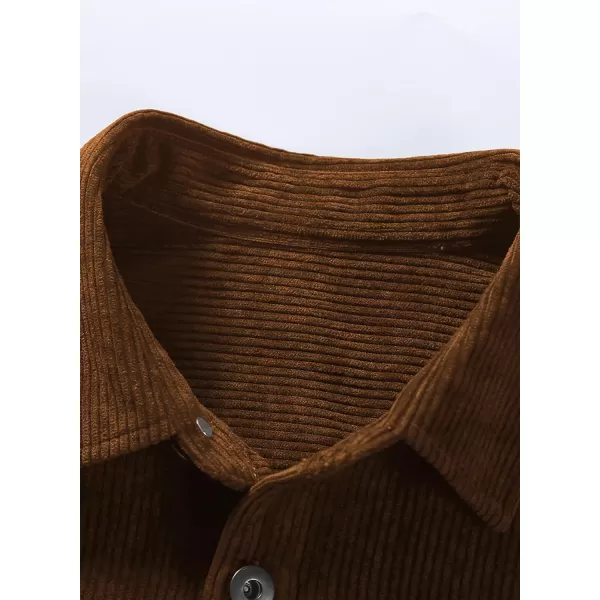 JMIERR Men's Corduroy Jacket Casual Button Down Shirts Long Sleeve Shacket Jackets Slim Fit Jacket with Flap Pockets
