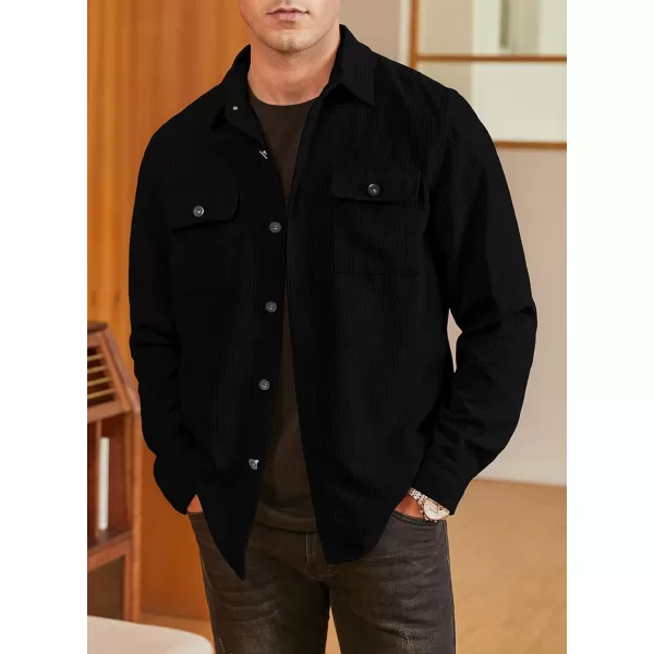 JMIERR Men's Corduroy Jacket Casual Button Down Shirts Long Sleeve Shacket Jackets Slim Fit Jacket with Flap Pockets