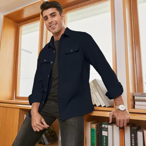 JMIERR Men's Corduroy Jacket Casual Button Down Shirts Long Sleeve Shacket Jackets Slim Fit Jacket with Flap Pockets