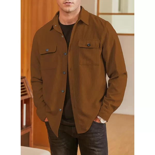 JMIERR Men's Corduroy Jacket Casual Button Down Shirts Long Sleeve Shacket Jackets Slim Fit Jacket with Flap Pockets