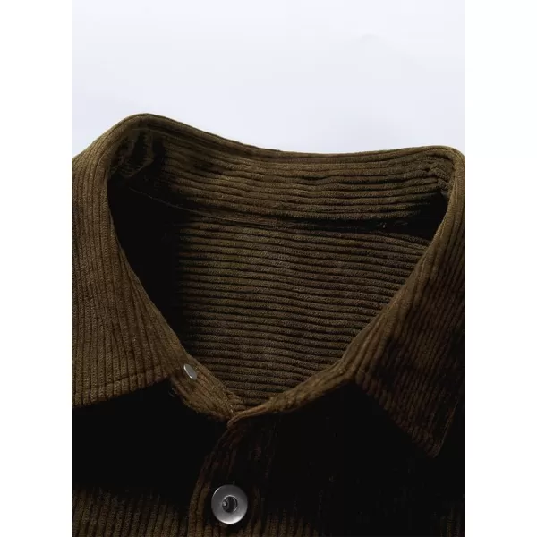 JMIERR Men's Corduroy Jacket Casual Button Down Shirts Long Sleeve Shacket Jackets Slim Fit Jacket with Flap Pockets