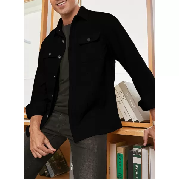 JMIERR Men's Corduroy Jacket Casual Button Down Shirts Long Sleeve Shacket Jackets Slim Fit Jacket with Flap Pockets