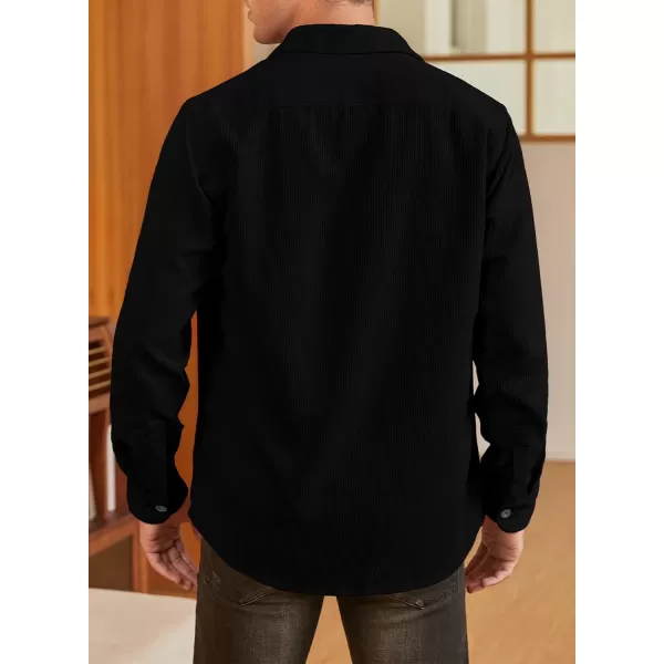 JMIERR Men's Corduroy Jacket Casual Button Down Shirts Long Sleeve Shacket Jackets Slim Fit Jacket with Flap Pockets