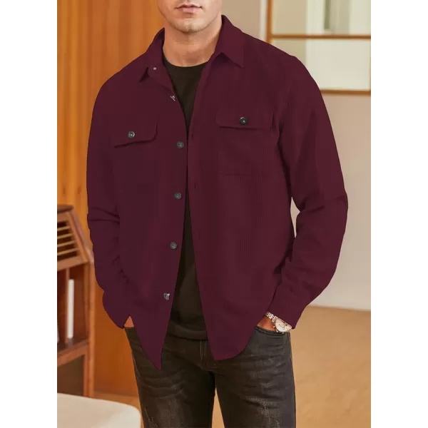 JMIERR Men's Corduroy Jacket Casual Button Down Shirts Long Sleeve Shacket Jackets Slim Fit Jacket with Flap Pockets