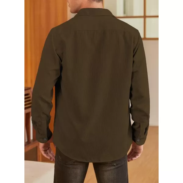 JMIERR Men's Corduroy Jacket Casual Button Down Shirts Long Sleeve Shacket Jackets Slim Fit Jacket with Flap Pockets