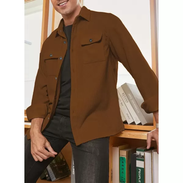 JMIERR Men's Corduroy Jacket Casual Button Down Shirts Long Sleeve Shacket Jackets Slim Fit Jacket with Flap Pockets