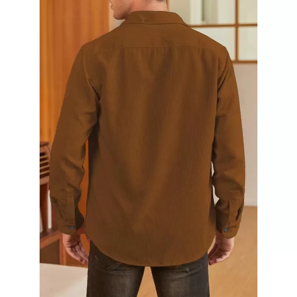 JMIERR Men's Corduroy Jacket Casual Button Down Shirts Long Sleeve Shacket Jackets Slim Fit Jacket with Flap Pockets
