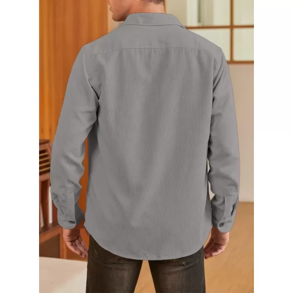 JMIERR Men's Corduroy Jacket Casual Button Down Shirts Long Sleeve Shacket Jackets Slim Fit Jacket with Flap Pockets