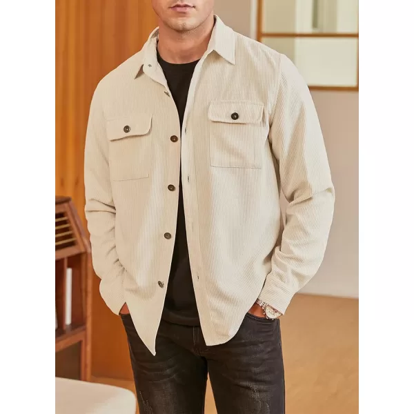 JMIERR Men's Corduroy Jacket Casual Button Down Shirts Long Sleeve Shacket Jackets Slim Fit Jacket with Flap Pockets
