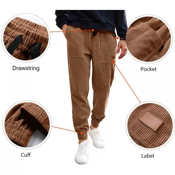 JMIERR Mens Corduroy Joggers Pants Casual Cargo Pants Drawstring Elastic Waist Baggy Tapered Sweatpants with Pockets