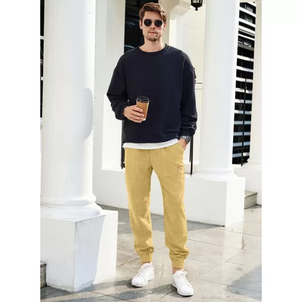 JMIERR Mens Corduroy Joggers Pants Casual Cargo Pants Drawstring Elastic Waist Baggy Tapered Sweatpants with Pockets