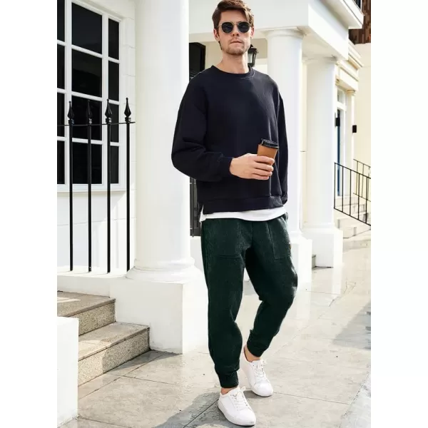 JMIERR Mens Corduroy Joggers Pants Casual Cargo Pants Drawstring Elastic Waist Baggy Tapered Sweatpants with Pockets