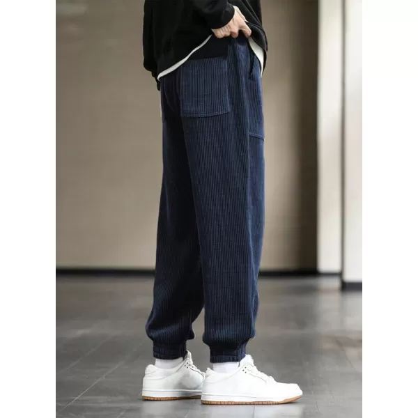 JMIERR Mens Corduroy Joggers Pants Casual Cargo Pants Drawstring Elastic Waist Baggy Tapered Sweatpants with Pockets