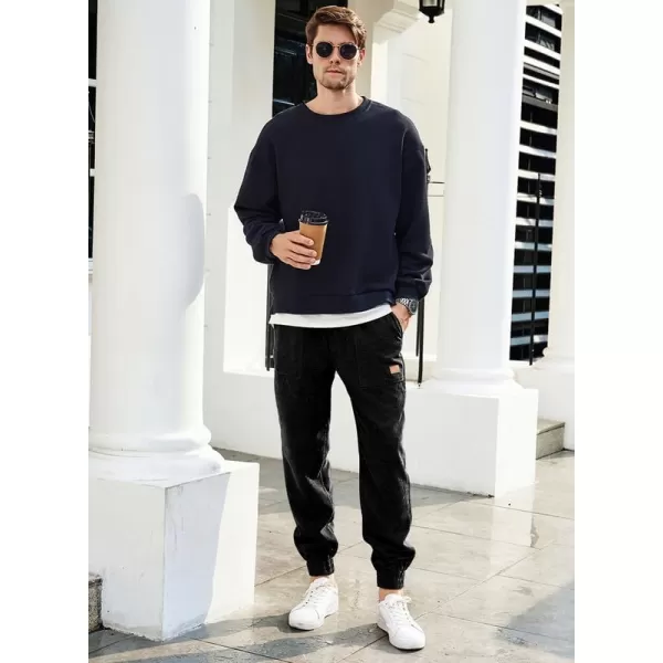 JMIERR Mens Corduroy Joggers Pants Casual Cargo Pants Drawstring Elastic Waist Baggy Tapered Sweatpants with Pockets