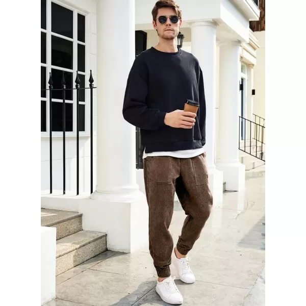 JMIERR Mens Corduroy Joggers Pants Casual Cargo Pants Drawstring Elastic Waist Baggy Tapered Sweatpants with Pockets