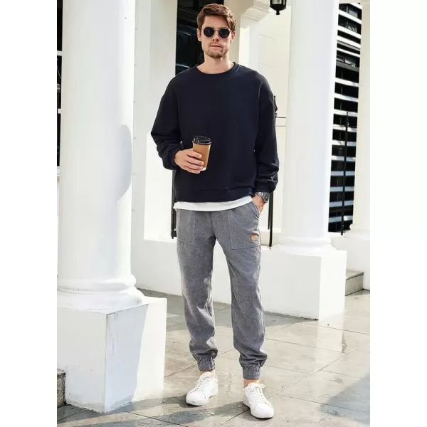 JMIERR Mens Corduroy Joggers Pants Casual Cargo Pants Drawstring Elastic Waist Baggy Tapered Sweatpants with Pockets