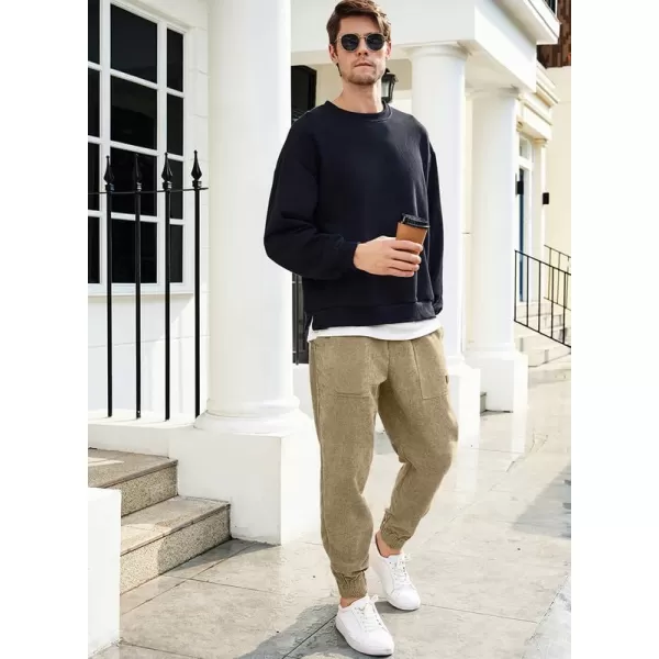 JMIERR Mens Corduroy Joggers Pants Casual Cargo Pants Drawstring Elastic Waist Baggy Tapered Sweatpants with Pockets