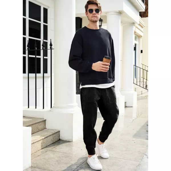 JMIERR Mens Corduroy Joggers Pants Casual Cargo Pants Drawstring Elastic Waist Baggy Tapered Sweatpants with Pockets