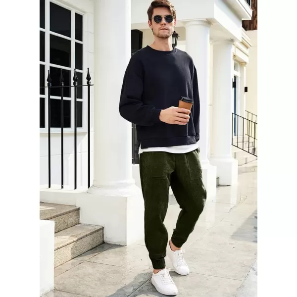 JMIERR Mens Corduroy Joggers Pants Casual Cargo Pants Drawstring Elastic Waist Baggy Tapered Sweatpants with Pockets