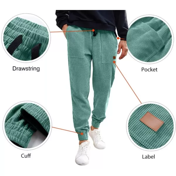 JMIERR Mens Corduroy Joggers Pants Casual Cargo Pants Drawstring Elastic Waist Baggy Tapered Sweatpants with Pockets