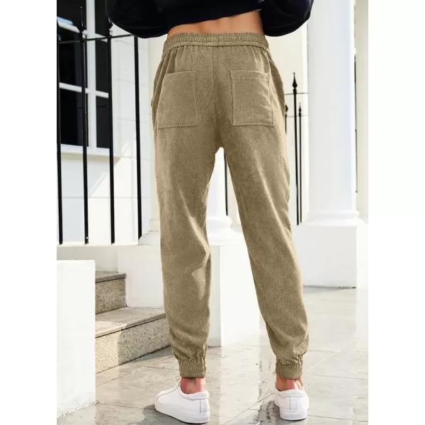 JMIERR Mens Corduroy Joggers Pants Casual Cargo Pants Drawstring Elastic Waist Baggy Tapered Sweatpants with Pockets