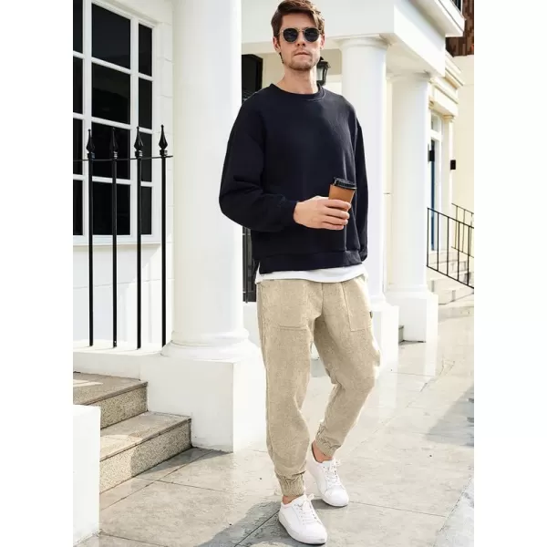 JMIERR Mens Corduroy Joggers Pants Casual Cargo Pants Drawstring Elastic Waist Baggy Tapered Sweatpants with Pockets