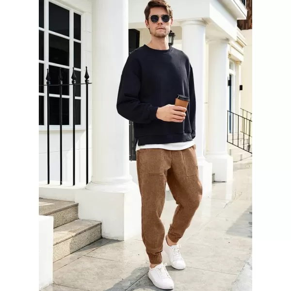 JMIERR Mens Corduroy Joggers Pants Casual Cargo Pants Drawstring Elastic Waist Baggy Tapered Sweatpants with Pockets