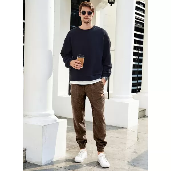 JMIERR Mens Corduroy Joggers Pants Casual Cargo Pants Drawstring Elastic Waist Baggy Tapered Sweatpants with Pockets