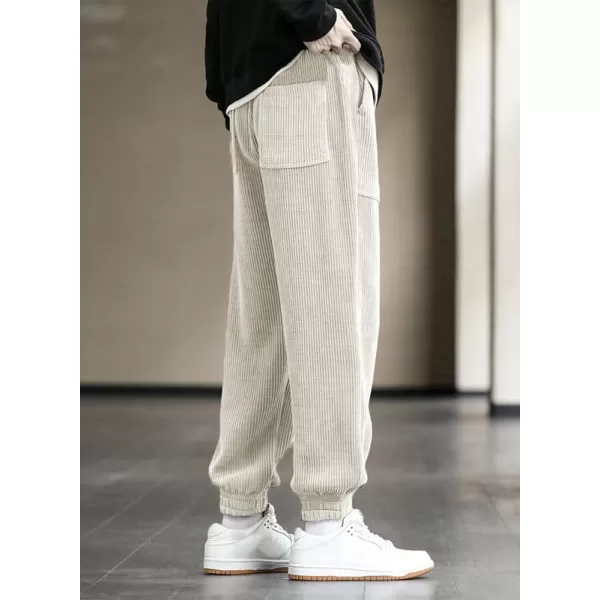 JMIERR Mens Corduroy Joggers Pants Casual Cargo Pants Drawstring Elastic Waist Baggy Tapered Sweatpants with Pockets